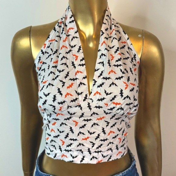 Retro bat print halter top - Picture 2 of 3